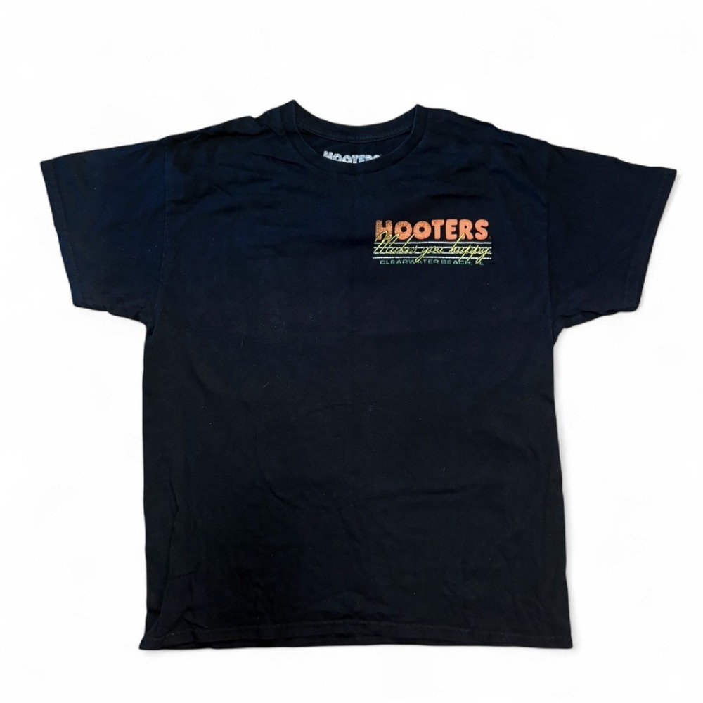 Y2K Hooters makes you happy Clearwater beach Faded T-Shirt Black L